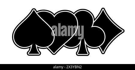Cartoon-Ass, König, Königin, Jack. Karten Spiel Pik. Königin, König, Herz, Ass. Pokerspielerkarte. Muster des Flachkopfhebers. Symbol für Vektorbrücke. Glücksspiel s Stockfoto