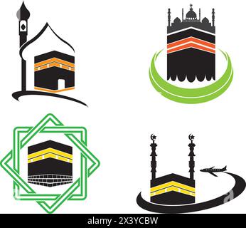 kaaba-Vektorsymbol. Das Mekka der Gottesdienste für Muslime, Logo-Design-Illustration Stock Vektor