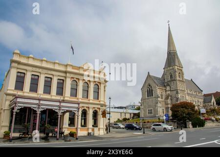 Oamaru Neuseeland 23. Dezember 2023: Der Blick auf das viktorianische Oamaru's Historic Precinct. Jedes der Gebäude, die während der viktorianischen Zeit gebaut wurden, Stockfoto