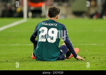 München, Deutschland. April 2024. firo: 17.04.2024, Fußball, Fußball, Champions League, Saison 2023/2024, Viertelfinalspiel, FC Bayern München - Arsenal London, Kai Havertz, Arsenal London, London, Arsenal, die ganze Figur, Enttäuschung, Kredit: dpa/Alamy Live News Stockfoto