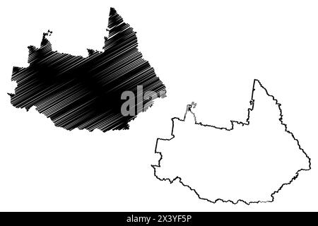 Liverpool Plains Shire (Commonwealth of Australia, New South Wales, NSW) Karte Vektor Illustration, Scribble Sketch Liverpool Plains Karte Stock Vektor