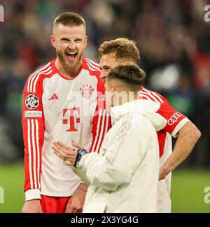 München, Deutschland. April 2024. firo : 17.04.2024, Fußball, Champions League, Saison 2023/2024, Viertelfinale, Rückspiel, FC Bayern München - Arsenal London, Eric Dier, Halbfigur, Geste, Jubilation, Joshua Kimmich, Quelle: dpa/Alamy Live News Stockfoto