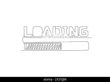 Eine einzeilige Zeichnung mit niedlichen und coolen Typografie-Symbolen zum Laden von Daten. Kalligraphisches Design für Druck, Karte, Etikett, Banner, Poster. Durchgehend l Stock Vektor