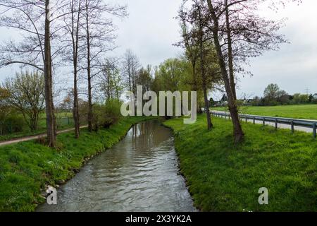 Der Sandbach bei Weitenung, Bühl Baden schlängelt sich durch die Aue Stockfoto