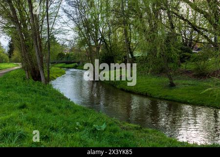 Der Sandbach bei Weitenung, Bühl Baden schlängelt sich durch die Aue Stockfoto