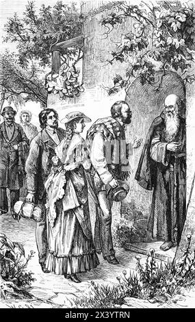 Deutsche Besucher der Kapuziner in Syrakus, Sizilien, Süditalien, Südeuropa, historische Abbildung 1880 Stockfoto