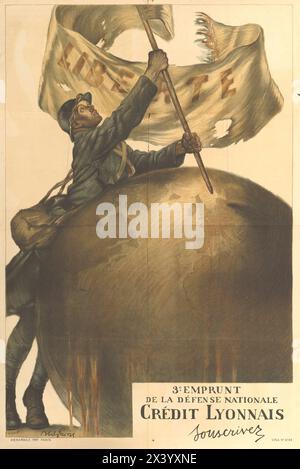 Vintage French war Post Banking Bond Poster Illustration: Crédit Lyonnais WWI Liberte Poster, war Loan Poster - French World war One Propaganda - 1917 Stockfoto