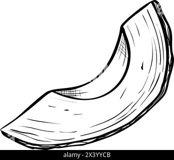 Illustration des Avocado-Schichtvektors. Handgezeichnete Skizze auf isoliertem Hintergrund. Zeichnung eines mit schwarzer Tinte gemalten Fruchtstücks. Botanisches Ätzen von Gemüse. Gravur einer Pflanze. Stock Vektor