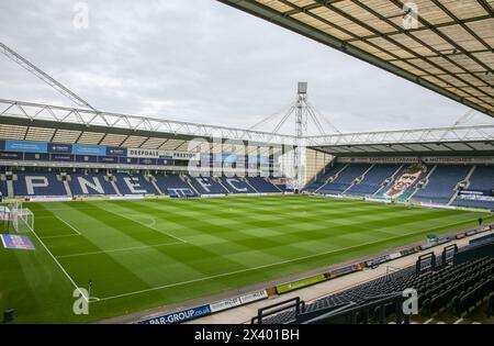 Preston, Großbritannien. April 2024. Blick auf das Stadion während des Spiels Preston North End FC gegen Leicester City FC SKY Bet EFL Championship in Deepdale, Preston, England, Großbritannien am 29. April 2024 Credit: Every Second Media/Alamy Live News Stockfoto