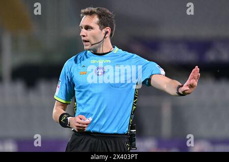 Florenz, Italien. April 2024. Matteo Marcenaro (Schiedsrichter) während des ACF Fiorentina vs US Sassuolo, italienischer Fußball Serie A Spiel in Florenz, Italien, 28. April 2024 Credit: Independent Photo Agency/Alamy Live News Stockfoto