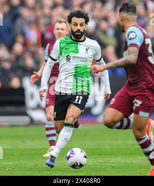 27. April 2024 - West Ham United gegen Liverpool - Premier League - London Stadium. Liverpool's Mo Salah in Aktion. Bild : Mark Pain / Alamy Live News Stockfoto