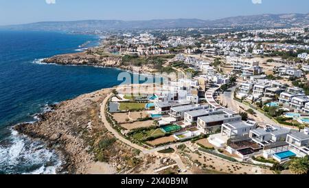 Luftaufnahme der Küste von Chloraka, Paphos, Zypern Stockfoto