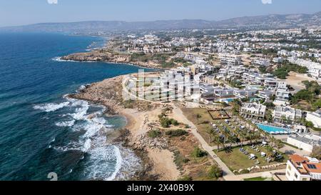 Luftaufnahme der Küste von Chloraka, Paphos, Zypern Stockfoto