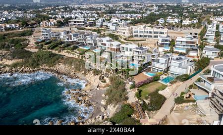 Luftaufnahme der Küste von Chloraka, Paphos, Zypern Stockfoto