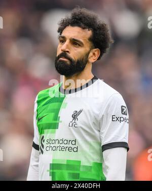 27. April 2024 - West Ham United gegen Liverpool - Premier League - London Stadium. Liverpool's Mo Salah in Aktion. Bild : Mark Pain / Alamy Live News Stockfoto