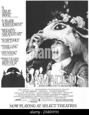 1984 Amadeus Film Original Poster unter der Regie von Milos Forman Stockfoto