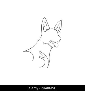 Einzelne durchgehende Linienzeichnung einer einfachen, niedlichen deutschen Schäferhündchen-Kopf-Ikone. PET Animal Logo Emblem Vektorkonzept. Modernes, einzeiliges Design Stock Vektor