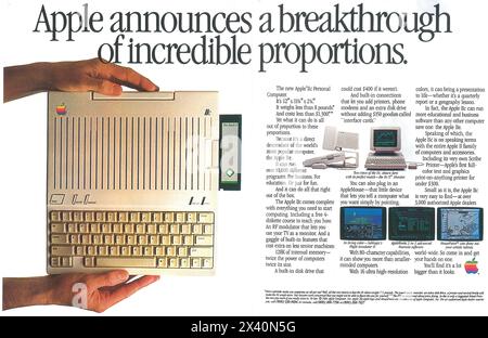 1984 Apple IIC Personal Computer Ad - Durchbruch Stockfoto