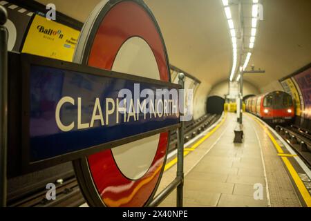 LONDON, 5. MÄRZ 2024: Clapham North U-Bahn-Station an der Northern Line in SW London Stockfoto