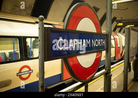 LONDON, 5. MÄRZ 2024: Clapham North U-Bahn-Station an der Northern Line in SW London Stockfoto