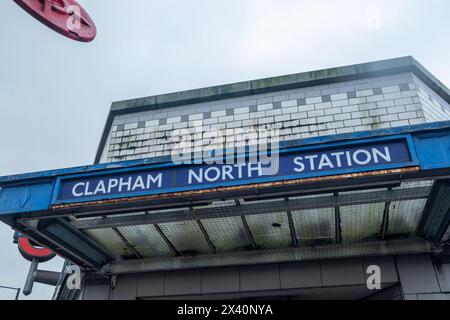 LONDON, 5. MÄRZ 2024: Clapham North U-Bahn-Station an der Northern Line in SW London Stockfoto