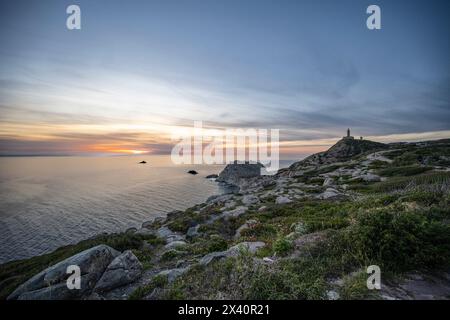 Leuchtturm von Capo Sandalo auf der Insel San Pietro, an der Südwestküste Sardiniens, Italien; Carloforte, Südsardinien, Italien Stockfoto