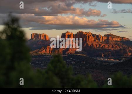 Sedona liegt im Inneren des Kaparrals, halbwüstenartigen Graslands, dem Great Basin Conifer Forest Biomen im Norden Arizonas. Dies ist ein Beispiel für ... Stockfoto