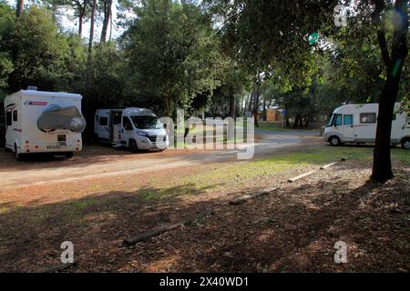 Frankreich, Nouvelle Aquitaine, Charente Maritime (17), Insel Oleron, Grand Village plage, Wohnmobilbereich Stockfoto