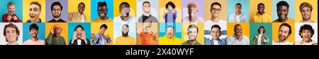 Verschiedene Gruppe glücklicher Menschen, die lächeln, Collage Stockfoto