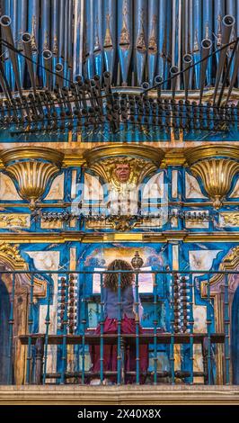 Spanien, Rioja, mittelalterliche Tage von Briones, Orgel der Kirche unserer Lieben Frau von der Himmelfahrt (Jakobsweg) Stockfoto