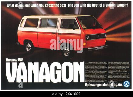 1980 VW Volkswagen VANAGON Ad Stockfoto