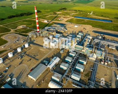 Luftaufnahme der Gasanlage; Crossfield, Alberta, Kanada Stockfoto