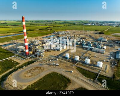 Luftaufnahme der Gasanlage; Crossfield, Alberta, Kanada Stockfoto