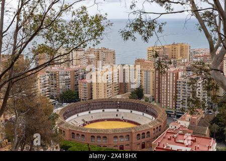 Malaga Bull Kampfgebiet aus einem hohen Blickwinkel Stockfoto