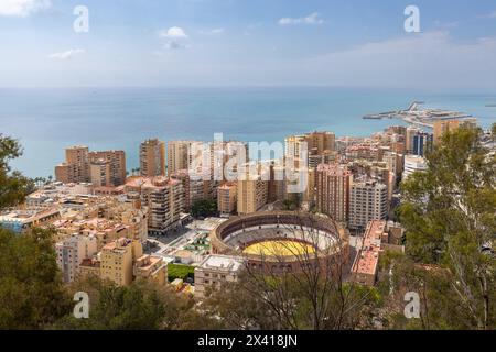 Malaga Bull Kampfgebiet aus einem hohen Blickwinkel Stockfoto