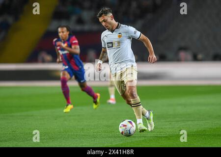 Barcelona, Spanien. April 2024. Spanien La Liga Fußballspiel FC Barcelona gegen Valencia im Estadio Olímpico de Montjuic, Barcelona, 29. April 2024 900/Cordon PRESS Credit: CORDON PRESS/Alamy Live News Stockfoto