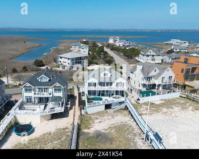 Blick auf Luxushäuser am Strand in Hamptons Long Island New York Stockfoto