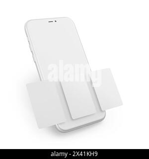 Mobiltelefon-Modell 3D-Rendering auf weißem Hintergrund Stockfoto