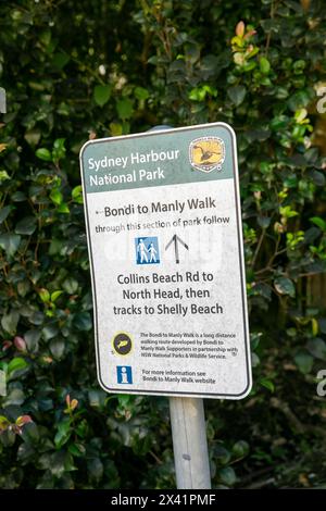 Wegbeschreibung Bondi to Manly Walk am Collins Flat Beach, Manly, Sydney, Australien Stockfoto