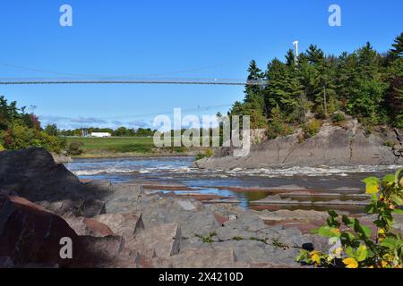 Hängebrücke, Parc des Chutes de la Chaudiere, 113 Meter lange Québec Stockfoto