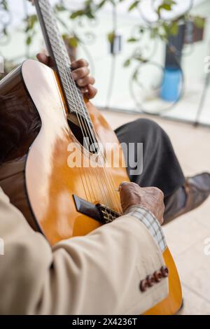 Textur eines Musikinstruments mit Streichern, Unterhaltung und klassischer Musik, Künstler- und Lifestyle-Hintergrund, Unterhaltung und Hobby, Lieder Stockfoto