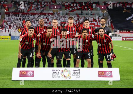 Doha, Katar. April 2024. Al-Rayyyan SC Team Gruppenaufstellung Fußball/Fußball : die EXPO Stars League (Qatar Stars League) 23/24 Spiel zwischen Al Rayyan SC und Al Sadd im Ahmad bin Ali Stadion in Doha, Katar. Quelle: Yohei Osada/AFLO SPORT/Alamy Live News Stockfoto