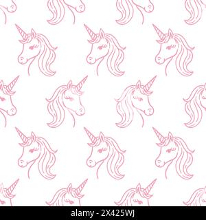 Niedliches Einhorn Hand Gezeichnetes Doodle Nahtloses Muster Stock Vektor