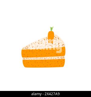 Ein Stück Karottenkuchen. Vektor Hand gezeichnet flache Illustration isoliert auf weißem Hintergrund. Stock Vektor
