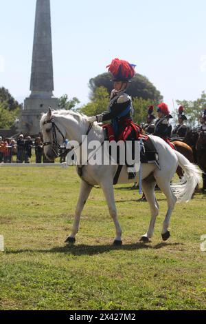 28. April 2024, Carditello, Campania/Caserta, Italien: Historisches Karussell mit der Aufführung des 4. Carabinieri-Pferderegiments. (Kreditbild: © Salvatore Esposito/Pacific Press via ZUMA Press Wire) NUR REDAKTIONELLE VERWENDUNG! Nicht für kommerzielle ZWECKE! Stockfoto