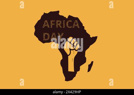 Illustration zum Afrika-Tag mit Silhouettenbanner der Afrika-Karte. Vorlage für die Feier-Design-Karte. Afrikanische Befreiung Am 25. Mai. Vektor-Hintergrund flach Stock Vektor