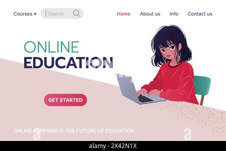 Online-Bildungskonzept. Vorlage für Landing-Page. Stock Vektor