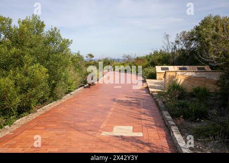 Memorial Walk North Head, Pavers Walkway sind mit den Namen und Botschaften derer versehen, die in der Navy, Army, Air Force und Merchant Navy gedient haben Stockfoto