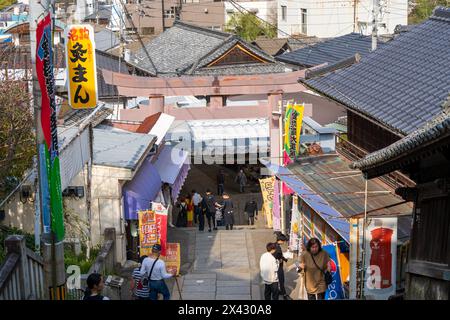 Konpira-Schrein Omotesando Straße. Kotohira, Kagawa, Japan. Stockfoto