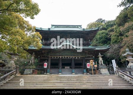 Konpira-Schrein ( alias Konpira-san oder Kotohira-Gu ) Steintreppen. Die Kirschblüten blühen im Frühjahr in voller Blüte. Kotohira, Kagawa, Japan. Stockfoto